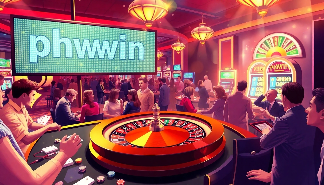 Exciting roulette action at phwin online casino, showcasing vibrant chips and eager players.
