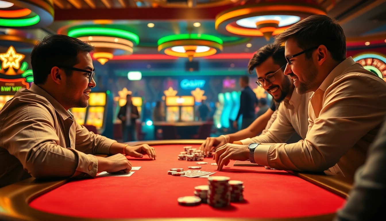 A poker table at a bustling casino where players aim to 'ku win' big in high-stakes games.