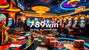Experience the thrill of winning at 789win trang chủ chính thức's casino tables, featuring poker and colorful slot machines.
