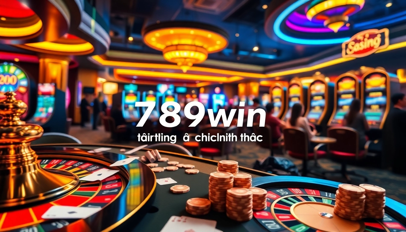 Experience the thrill of winning at 789win trang chủ chính thức's casino tables, featuring poker and colorful slot machines.